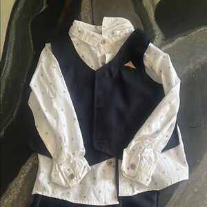 Kids Formal Vest and Shirt Set - Black and White